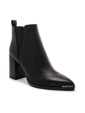 Tony Bianco Bello Pointe Black Leather Block Heel Ankle Boot
